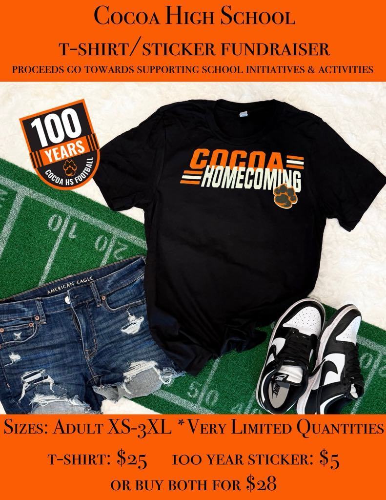 Homecoming shirt and 100 years sticker sale