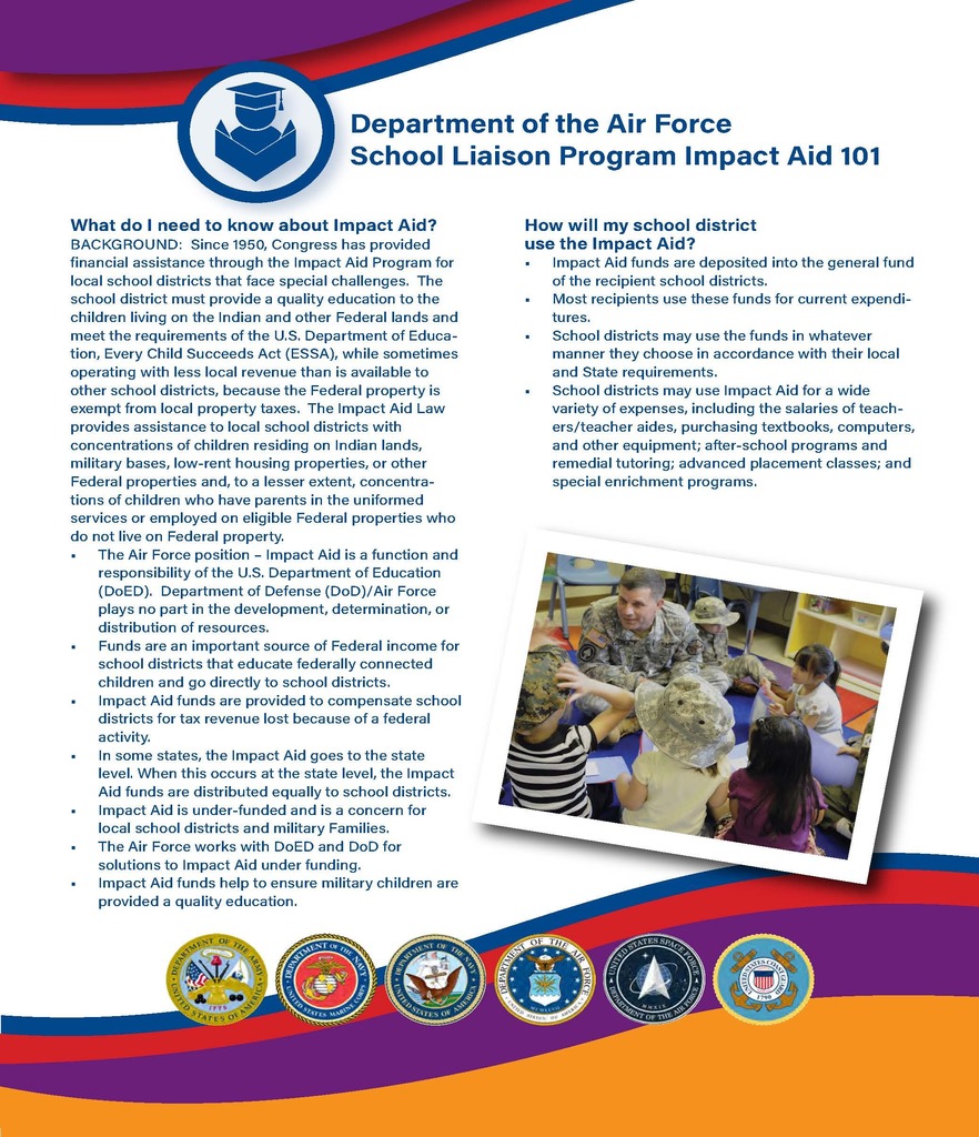 Department of the Air Force School Liaison Program Impact Aid 101  flyer.