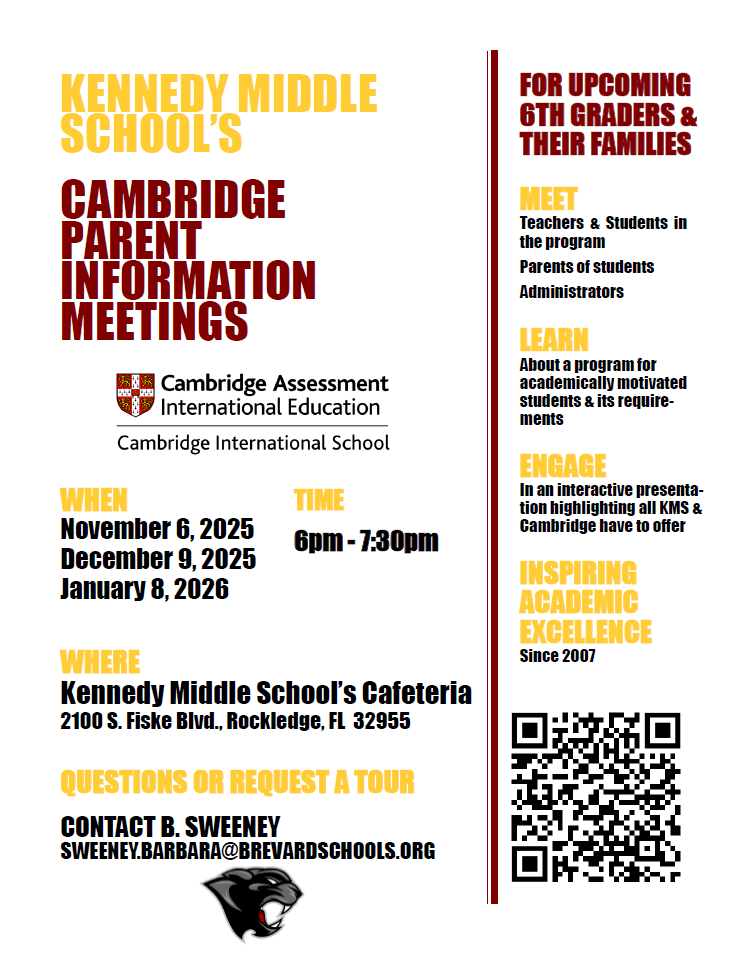 Kennedy Cambridge Parent Information Meetings