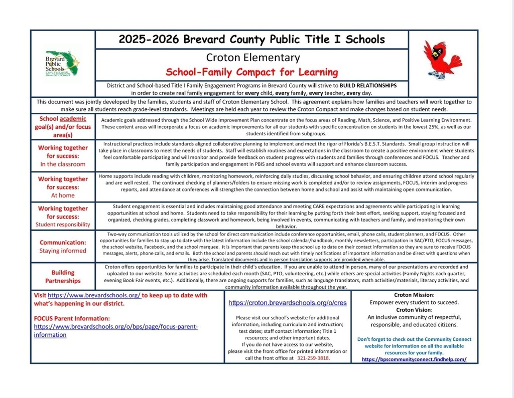 Croton's School-Family Compact for Learning