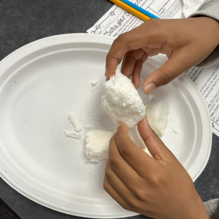 students mushing soap with their hands