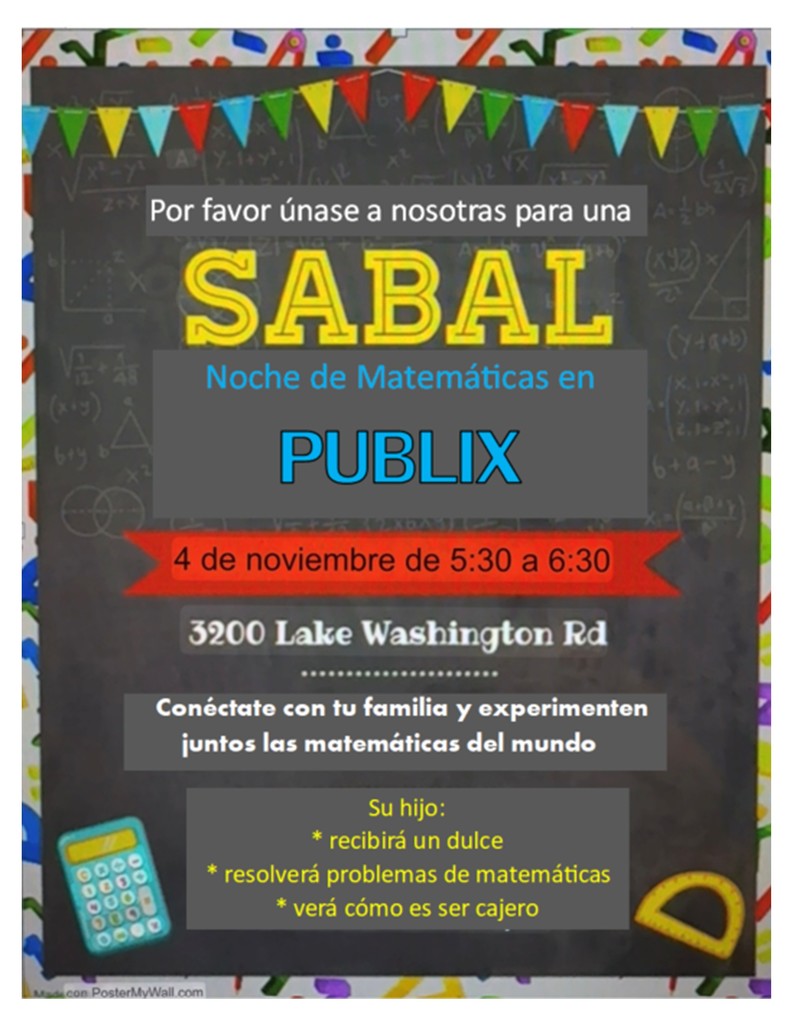 Publix Math Night Flyer in Spanish
