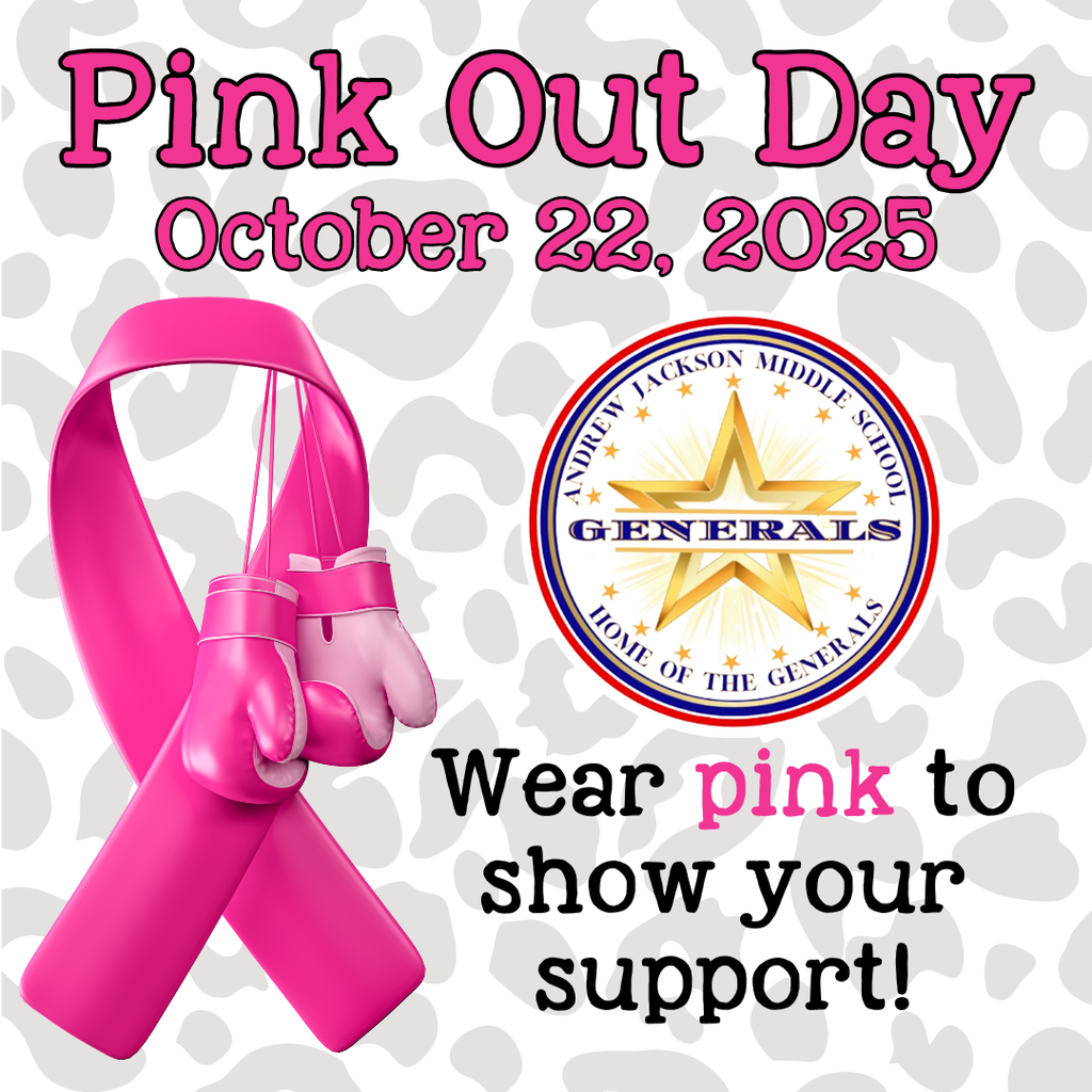 Pink Out Day is October 22nd.  Wear pink to show your support of Breast Cancer Awareness Month.
