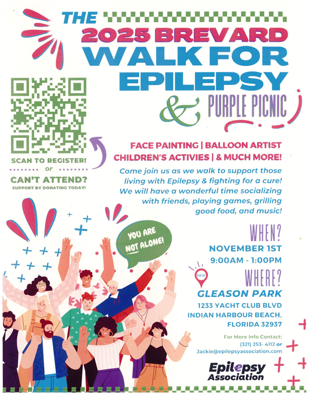 2025 Brevard Walk for Epilepsy and Purple Picnic November 1st from 9 - 1 at Gleason Park Come join us as we walk to support those living with epilepsy and fighting for a cure