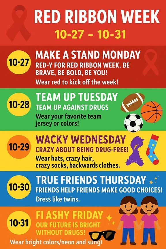 Red Ribbon Week daily themes and activities