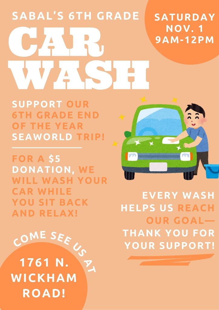 6th Grade Car Wash Flyer