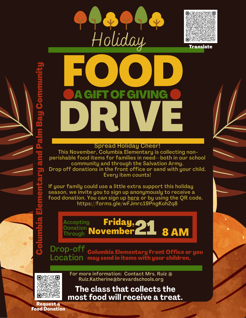 Absolutely! Here's a short, narrative-style social media post that pairs well with the flyer: The holidays are a time for giving—and Columbia Elementary is coming together to support families in need. ❤️ We're collecting nonperishable food items through November 21. Drop off in the front office or send items with your child. Every donation makes a difference.