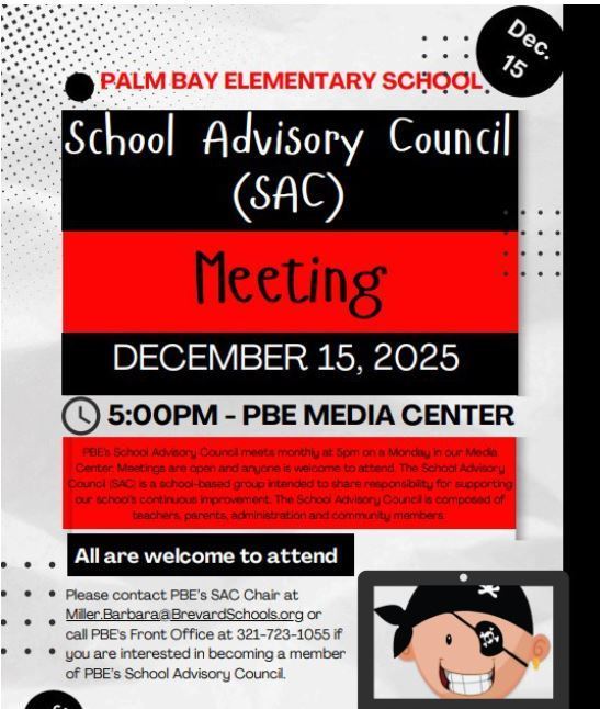 SAC Meeting at 5:00 12-15-2025  