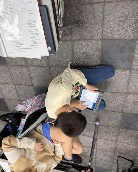 students using an ipad and sphero bolt to measure area and perimeter