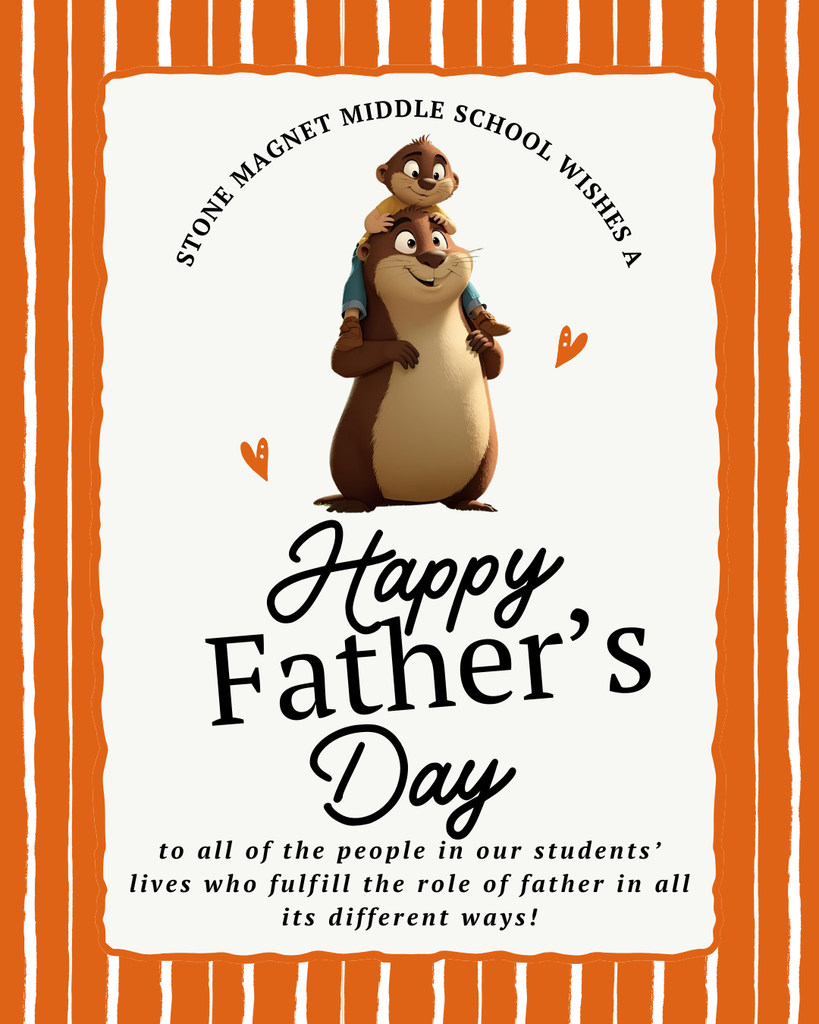 cream background with orange stripes and the words happy Father's Day to all of the people in our students' lives who fulfill the role of father in all its different ways!