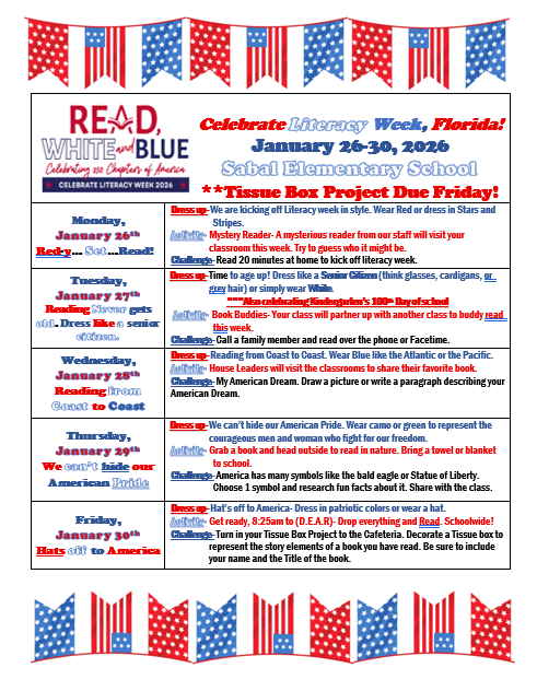 Literacy week activities and daily themes 