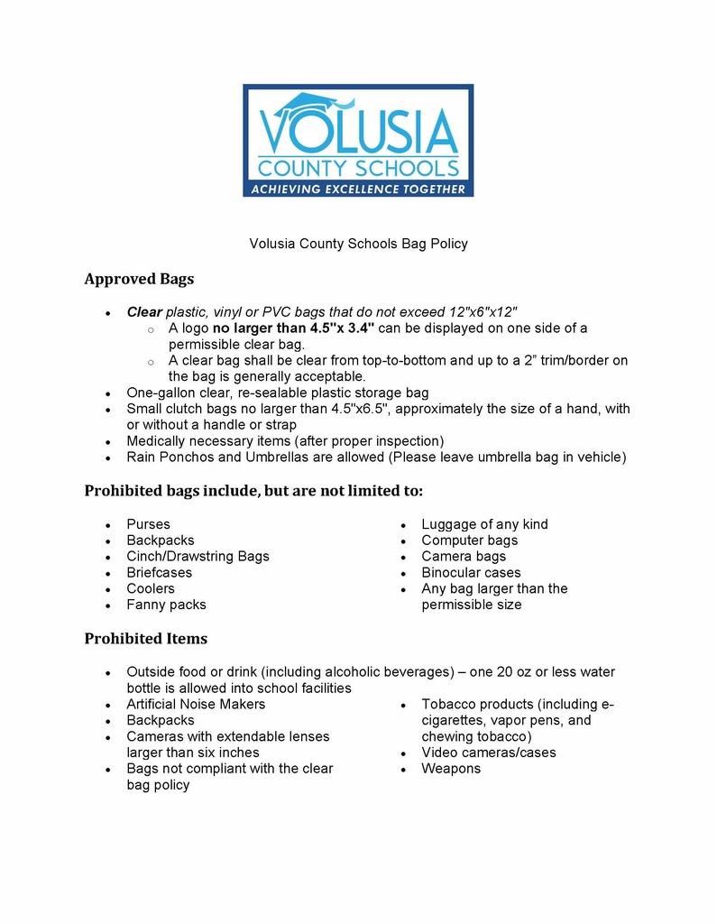 VOLUSIA COUNTY BAG POLICY