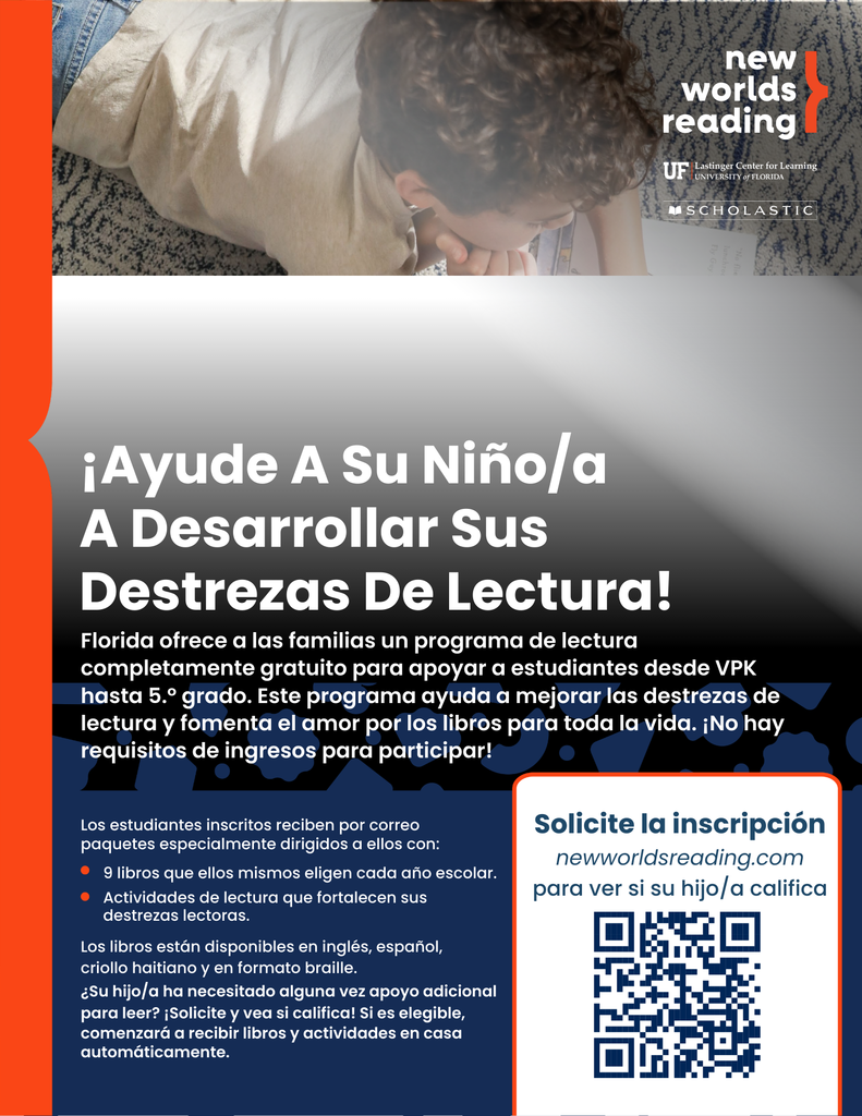 New Worlds Reading Program Flyer Spanish