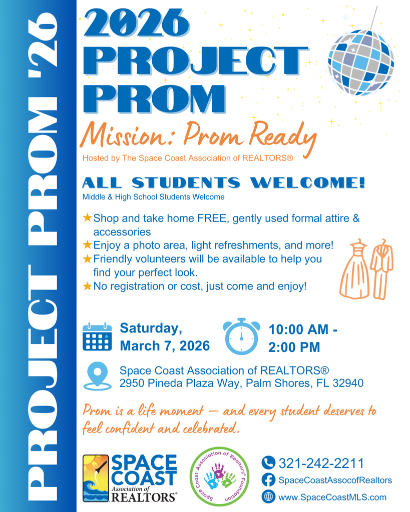 Open to all students.  Shop and take home free, gently used formal attire and accessories. Enjoy a photo area, light refreshments and more. Friendly volunteers will be available to help find your perfect look.   No registration or cost to attend.