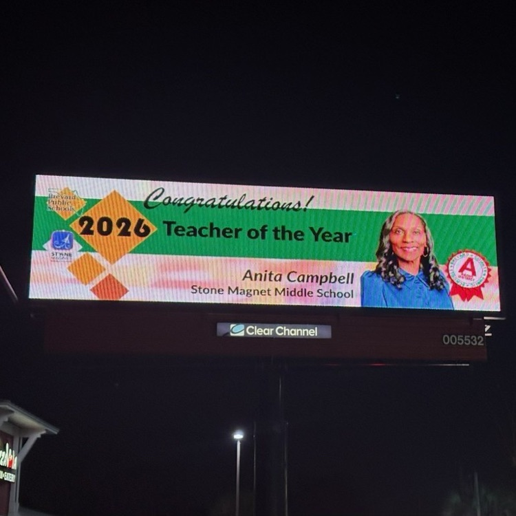 Campbell Billboard image of the billboard featuring Ms. Campbell as Stone's 2026 teacher of the year
