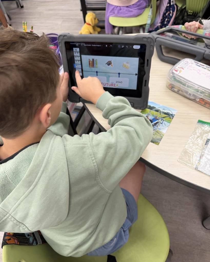 Students using iPads to create their project