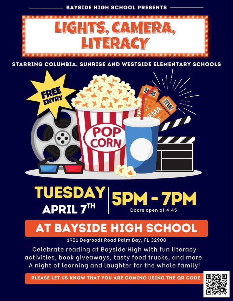 Flyer with Literacy night information on it in English