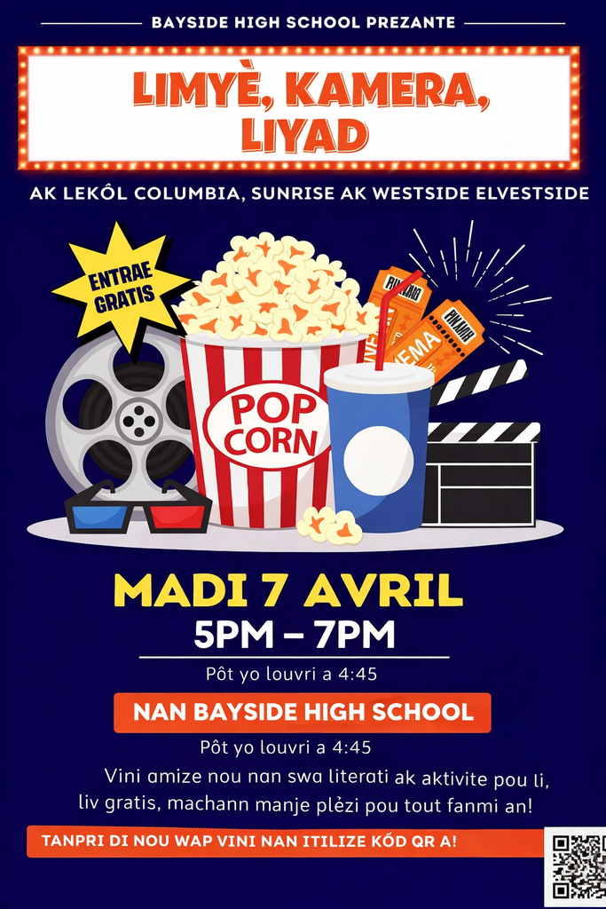 Flyer with Literacy night information on it in Haitian Creole