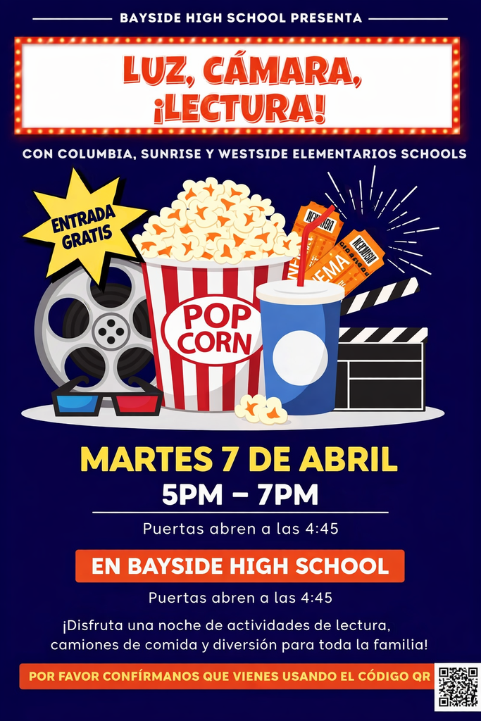 Flyer with Literacy night information on it in Spanish