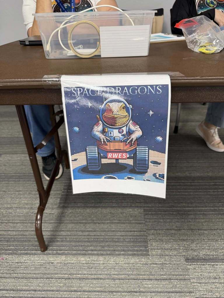 a school's homemade sign of their Destination Moon mascot
