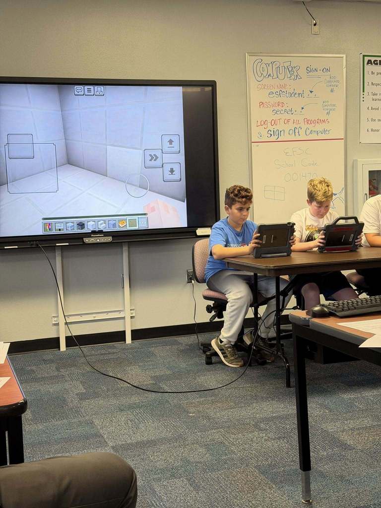 Students presenting their minecraft component of the competition