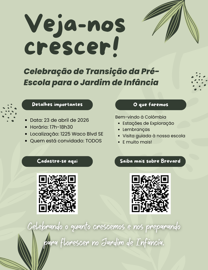Flyer with date time and information about event in Portuguese