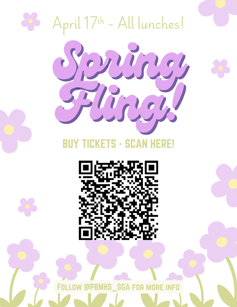 April 17th All lunches! Spring Fling!  Games, food, prizes!  $1 per ticket! Cash only!  QR Code to buy tickets