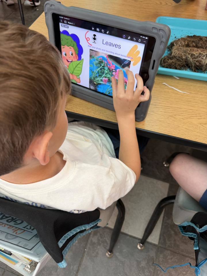 A student resizing an image on their iPad