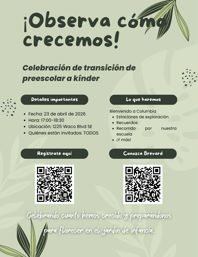 Flyer with date time and information about event Spanish
