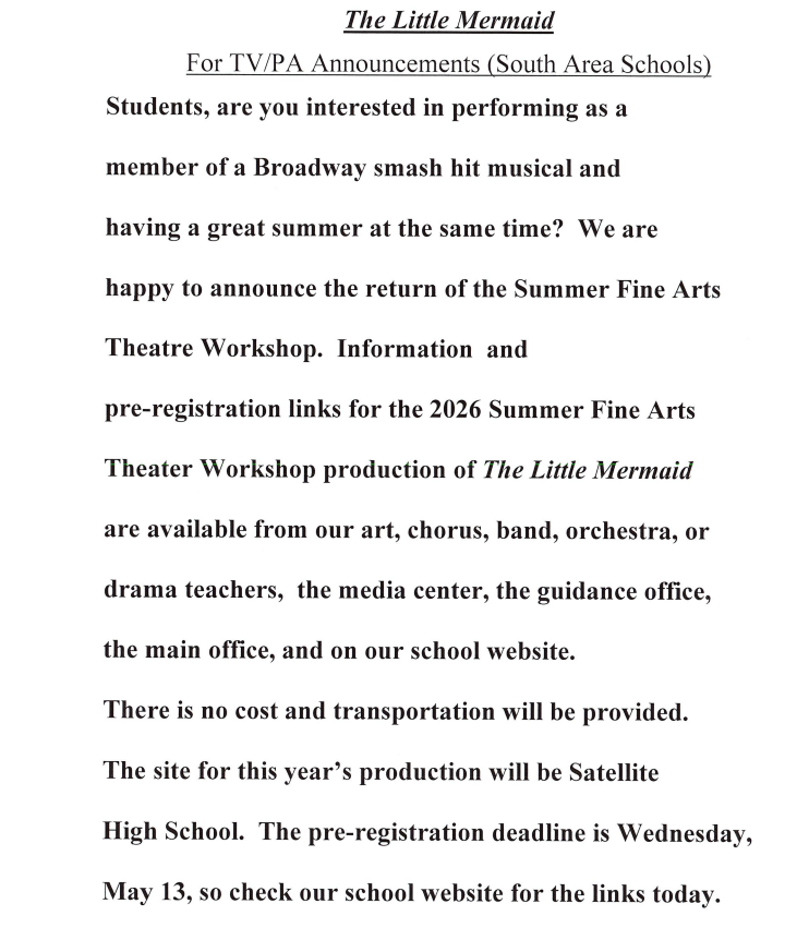Summer Fine Arts - The Little Mermaid