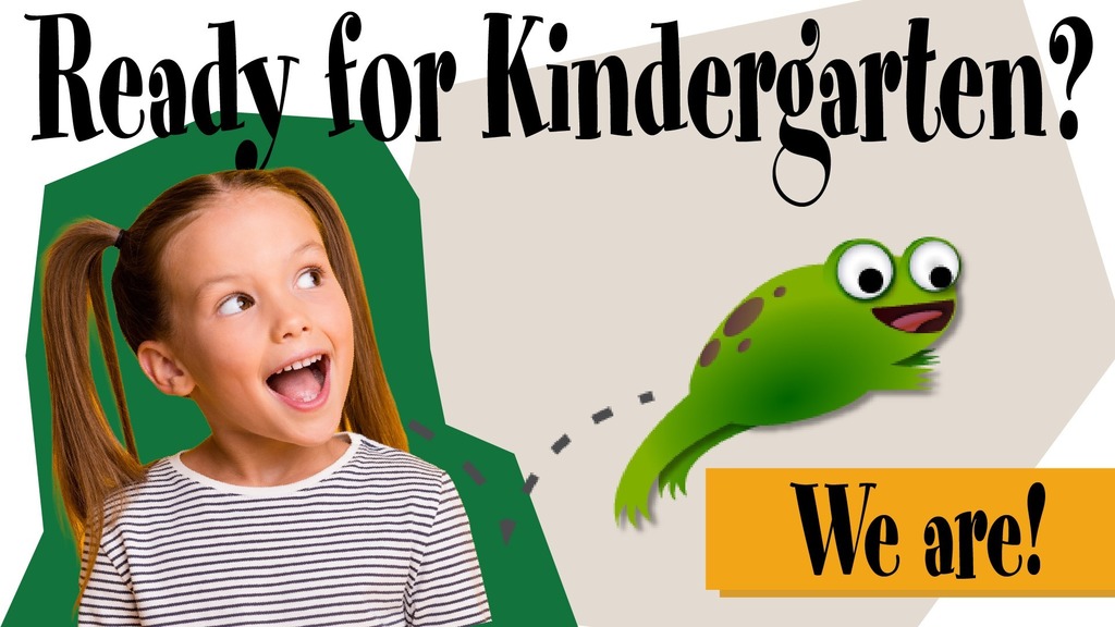 Little girl watching a frog jump with the word "Ready for Kindergarten? We are!"