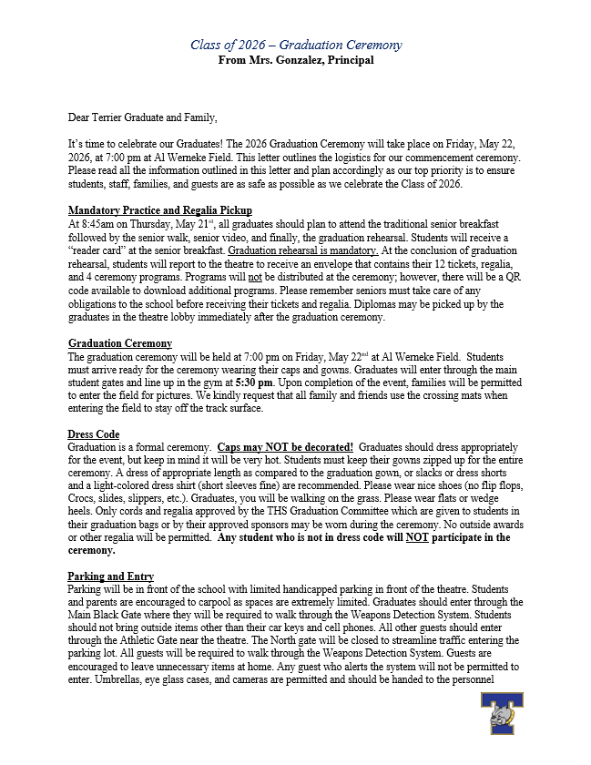 Principal's Graduation Letter (Page 1)