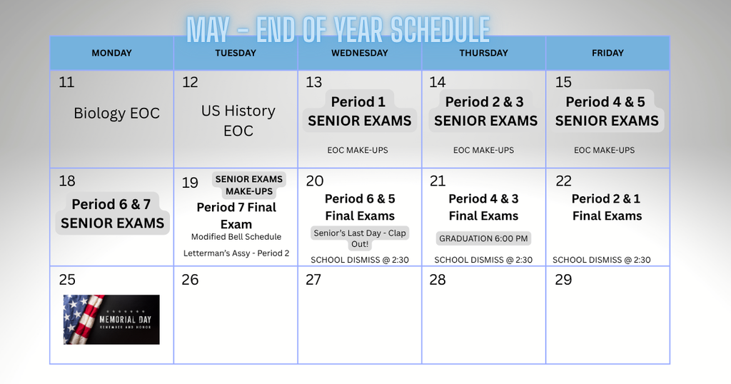 EOY SCHEDULE