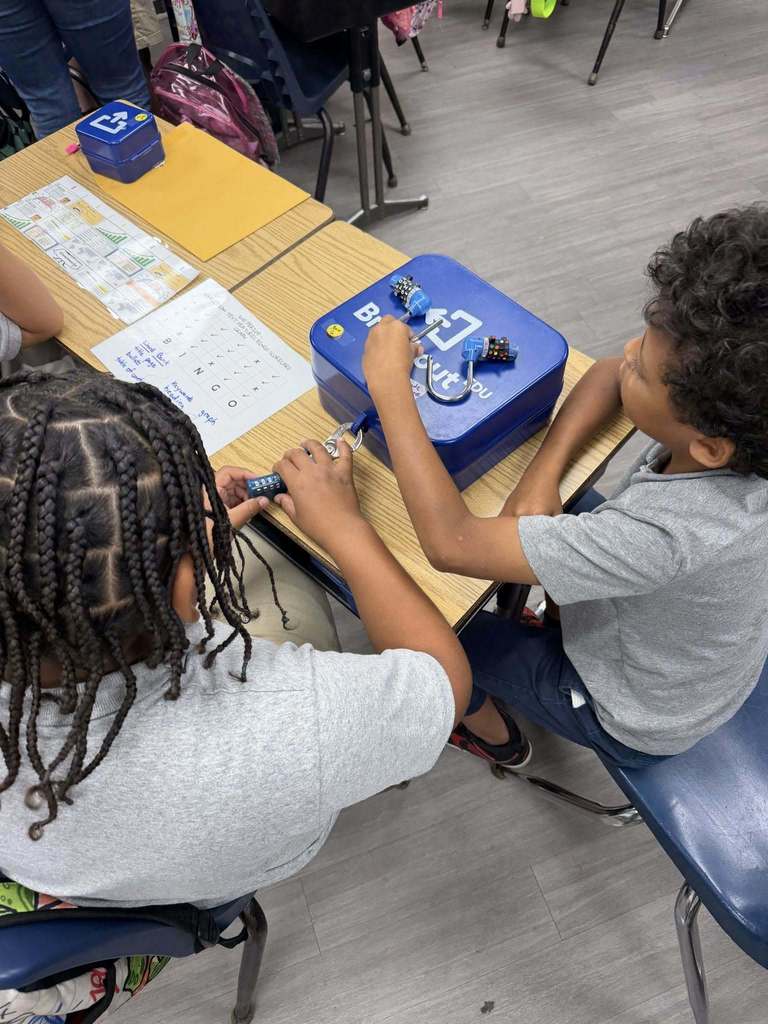 Students working on their Breakout EDU boxes