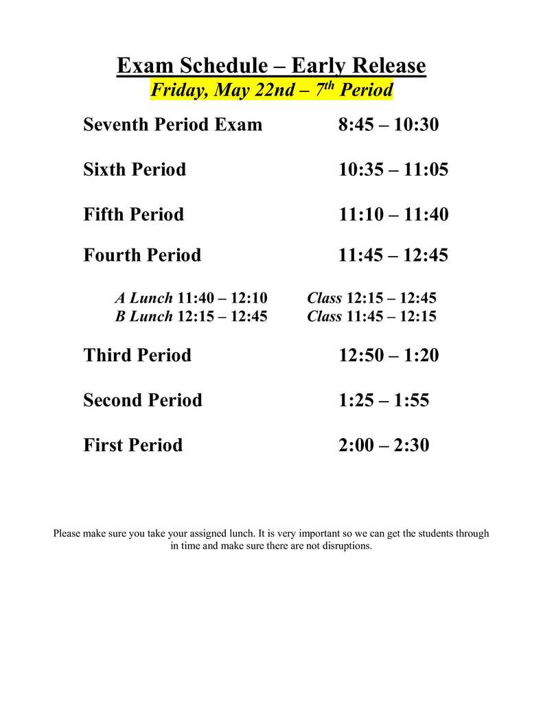 Exam Schedules