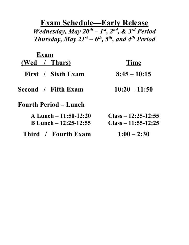 Exam Schedules