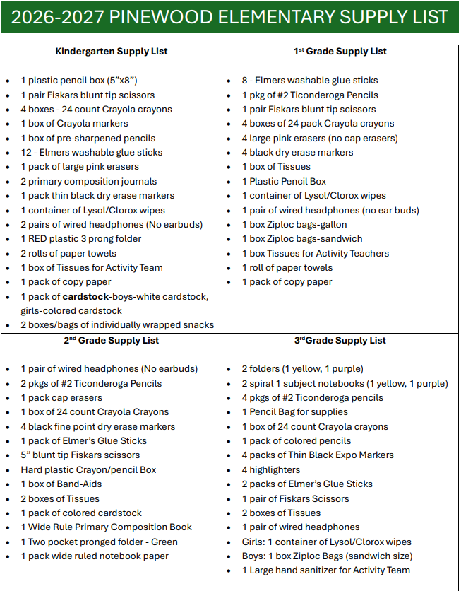 Supply Lists 
