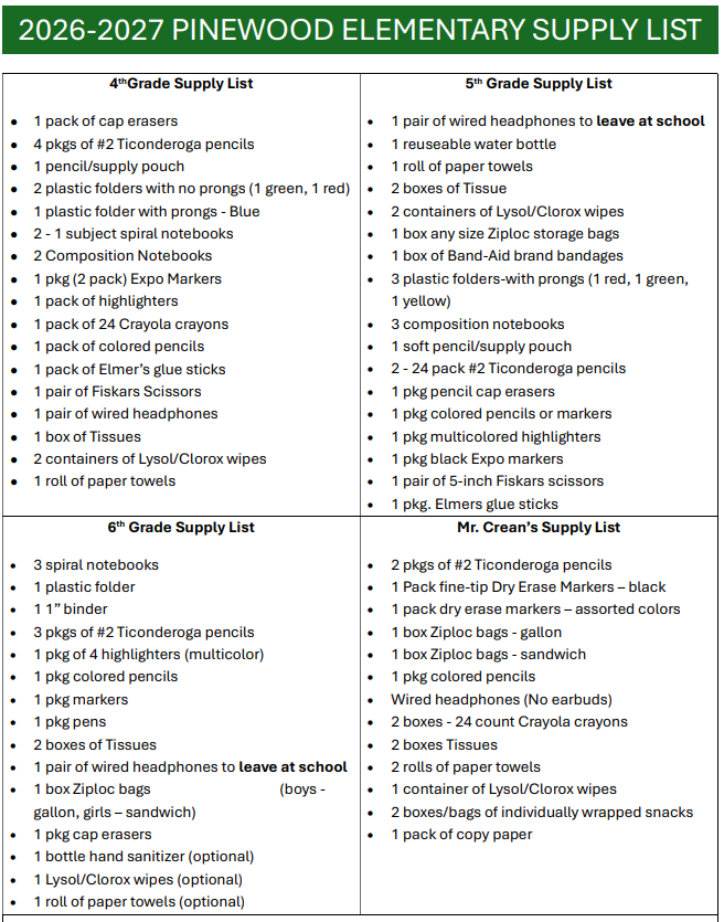Supply Lists 