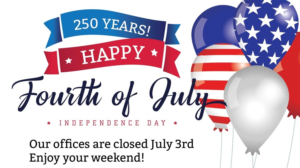 Blue and red banners with patriotic balloons,  Happy fourth of July 