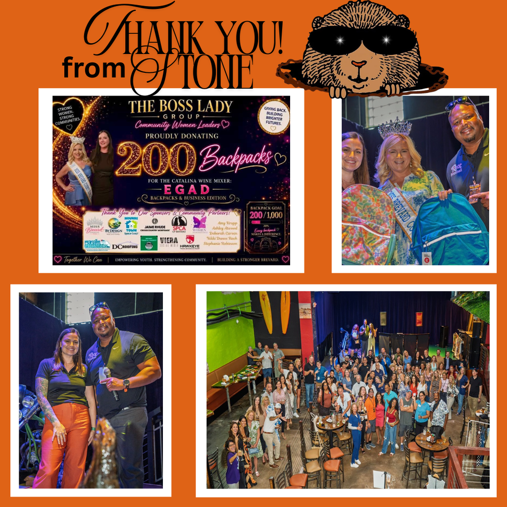 thank you from stone with pictures from the catalina mixer backpack giveaway and the stone logo