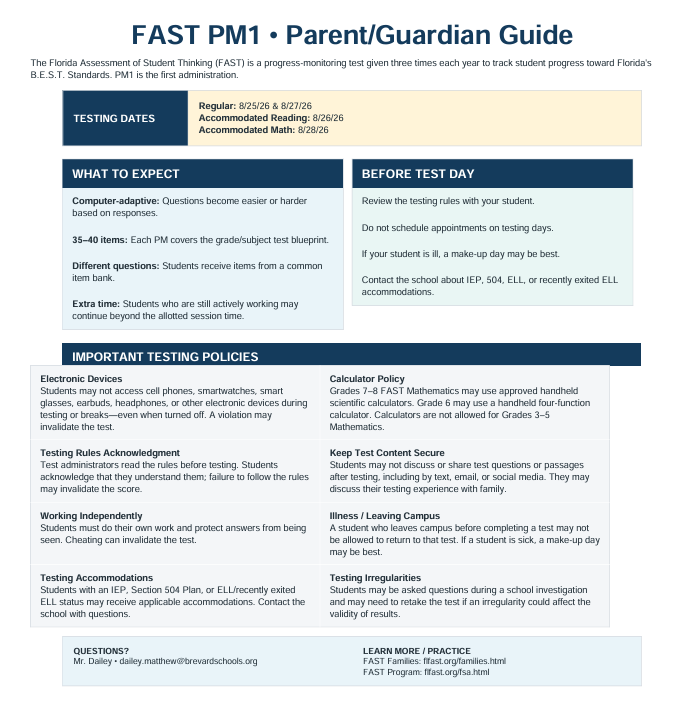 FAST INFORMATION FOR PARENTS AND STUDENTS