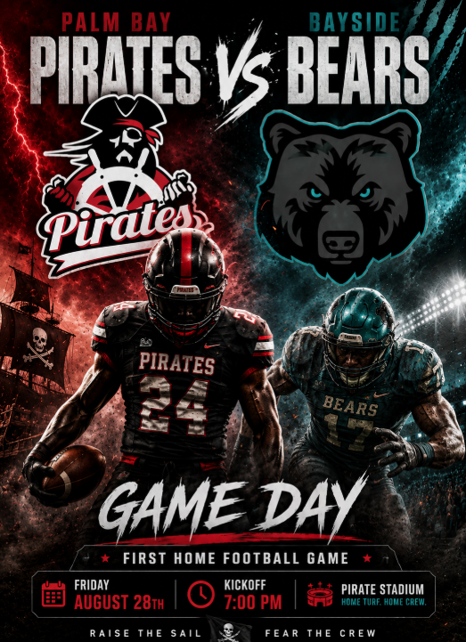 Pirates Vs Bears Game Day First Home Football Game Aug 28th 7:00 PM Pirate Stadium 101 Pirate Lane