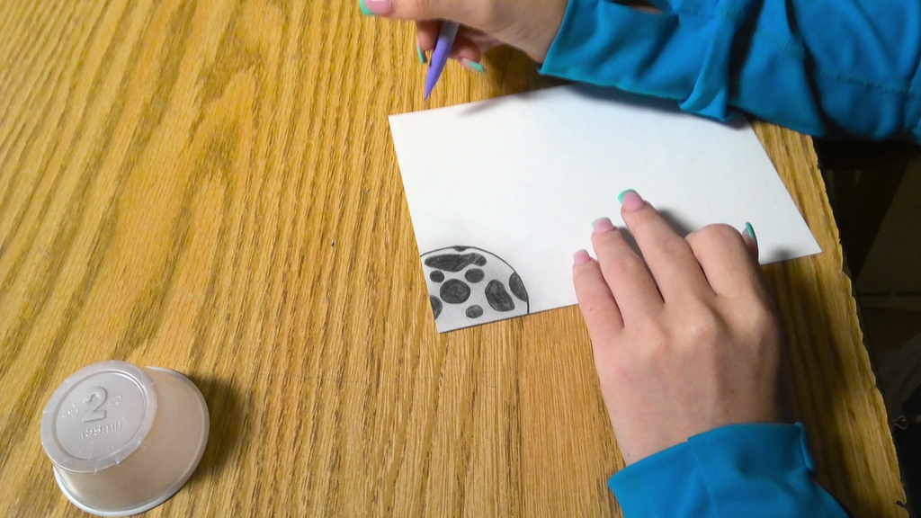 image a student working on drawing an image that will go into space.