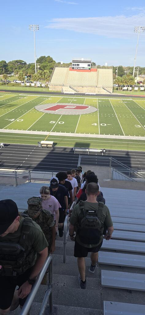 Students participating in 9/11 Memorial Stair Climb