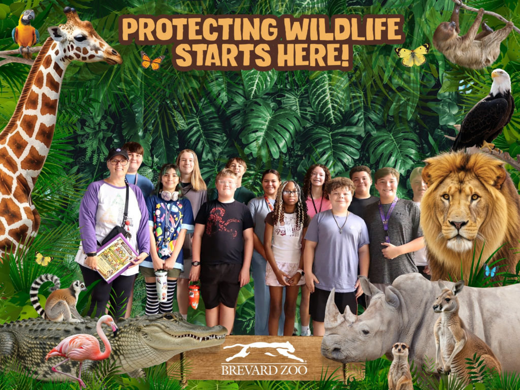 image of students on the train from the brevard zoo field trip