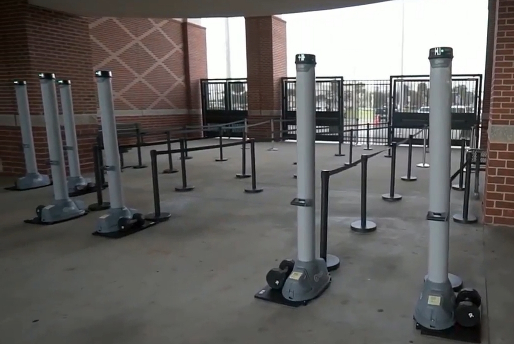 image of open gate metal detection system at a school