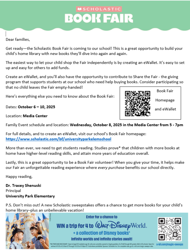 Book Fair Principal Letter