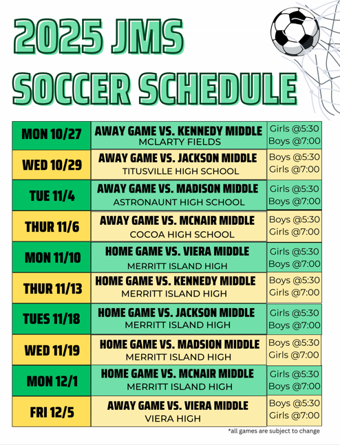 Soccer Schedule