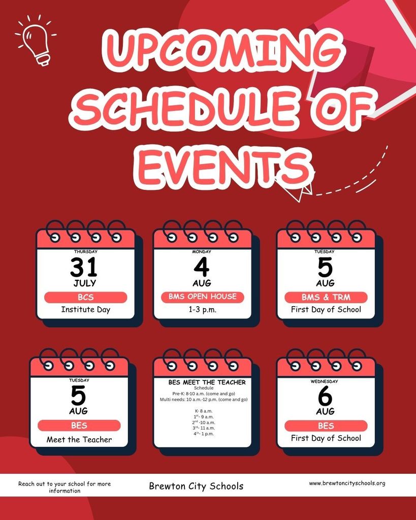BCS Upcoming Schedule of Events