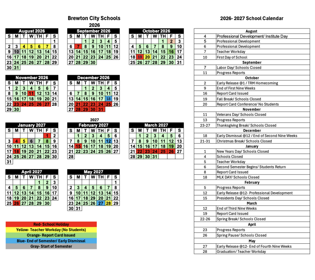 The 2026-2027 BCS School Calendar was recently approved by our school board.